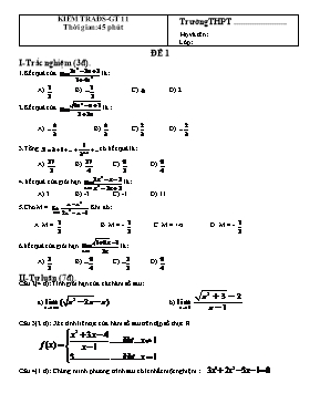 Kiêm tra Đại số giải tích 11 - Chương 4